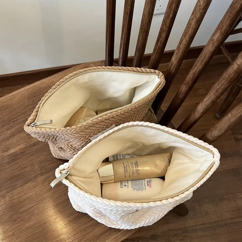 Handwoven Crochet Makeup Bag – Zipper Cotton Cosmetic Pouch Cosmetic Pouch Zpaxo