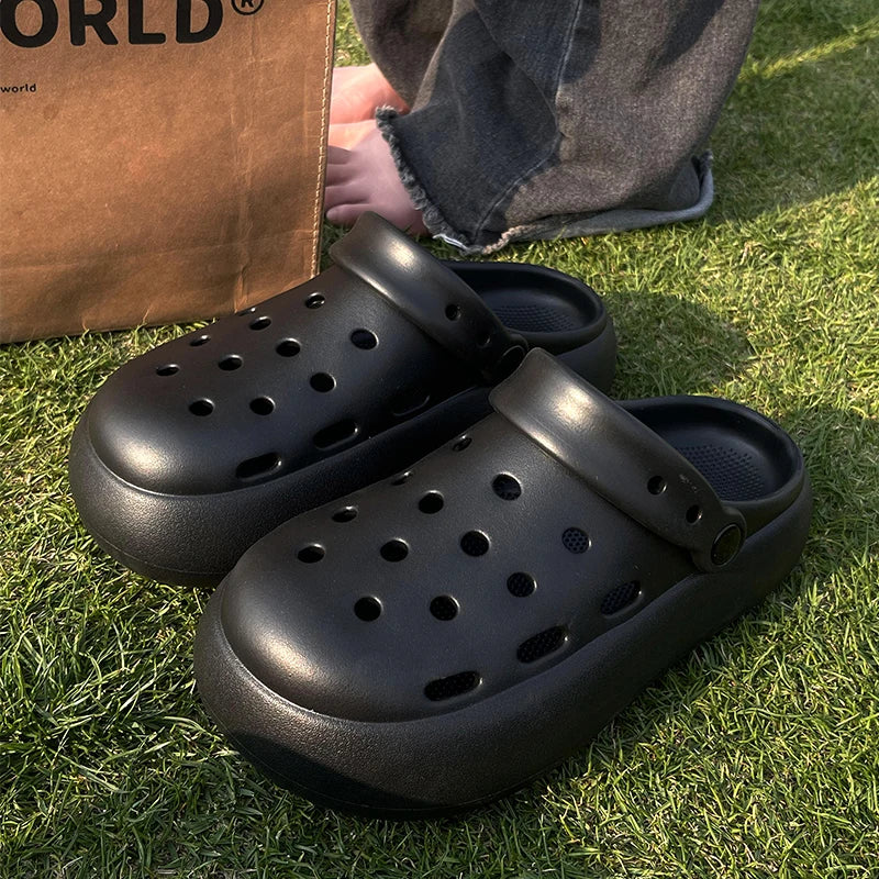 Women 2026 Cute Thick Platform Clogs SHAJI Summer Non Slip Soft Zpaxo black 40-41
