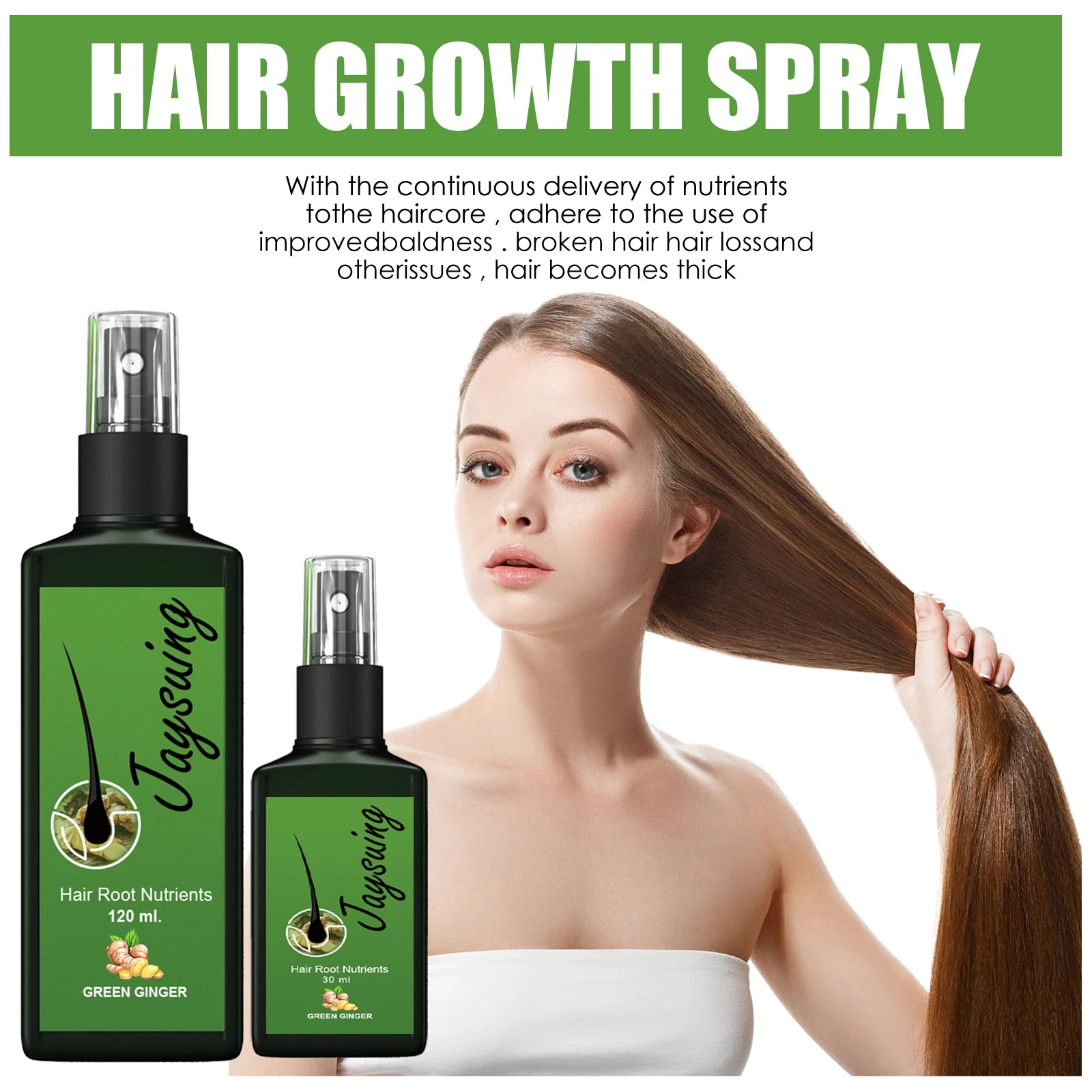 Ginger Hair Growth Spray | Anti-Baldness Scalp Treatment Serum Hair Growth Spray Zpaxo