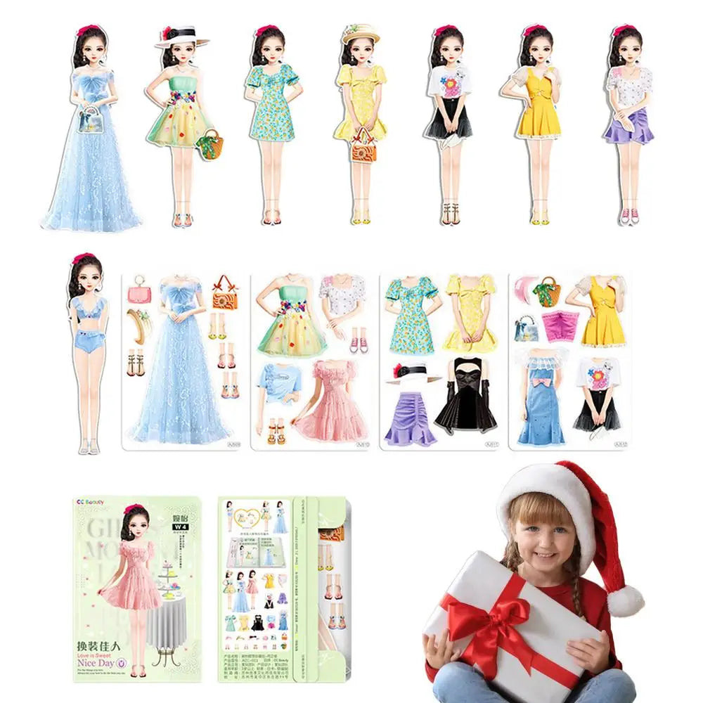 Magnetic Princess Paper Dolls Cutouts Pretend Play Outfit Magnet Clothes Puzzles Creative Fashion Dress Up For Birthday gifts Zpaxo Princess Wanyi United States
