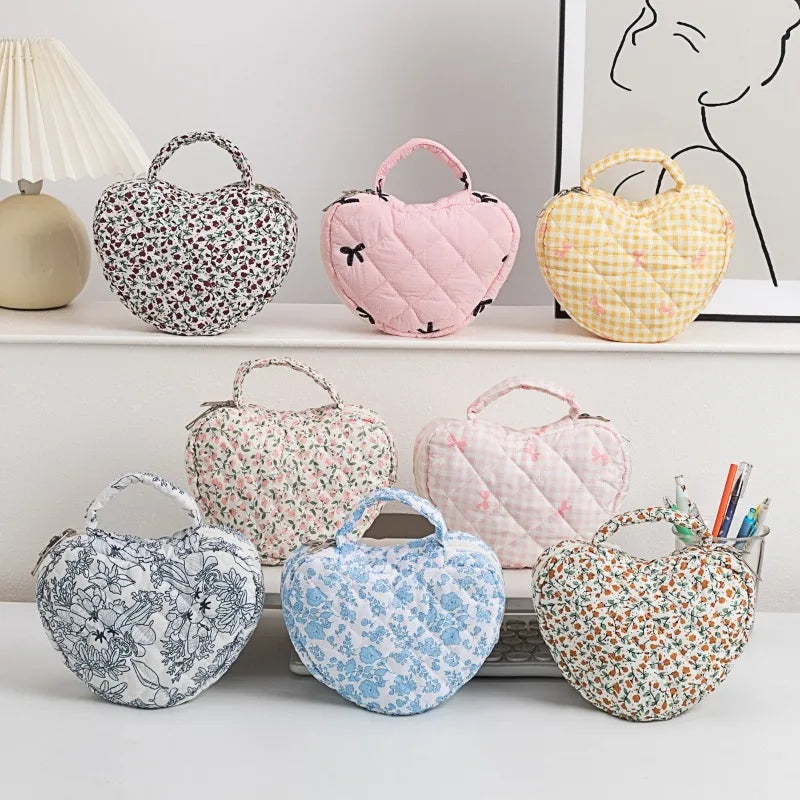 Home Handheld Floral Pattern Women's Makeup Bag, Travel Portable Quilted Storage Bag, Niche Design, Large Capacity Wash Bag Zpaxo