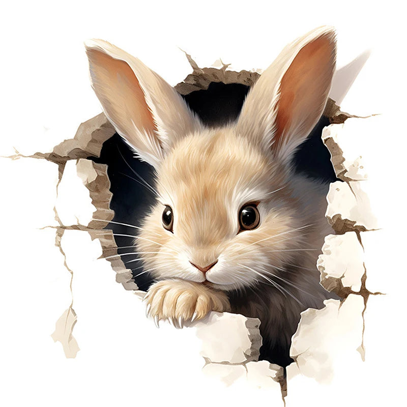 Classroom Bedroom Living Room Dining Room Kitchen Bathroom Decor Cartoon 3D Rabbit Wall Stickers Self-adhesive Stickers School Zpaxo
