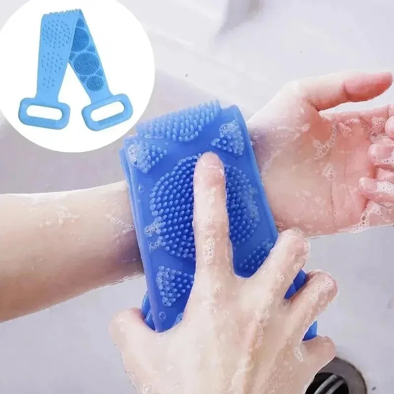 Body Sponge Silicone Back Brushes Bath Towels Scrubber Rubbing Back Peeling Massage Shower Belt Extended Skin Clean Brushes Zpaxo