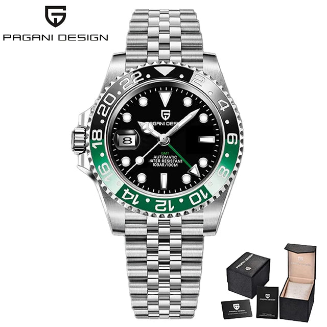 New GMT Watch PAGANI DESIGN 40mm Men Wristwatch Classic Luxury Mechanical Watches Top Brand 100M Waterproof Watches for Man 2026 Zpaxo Jubilee black green United States
