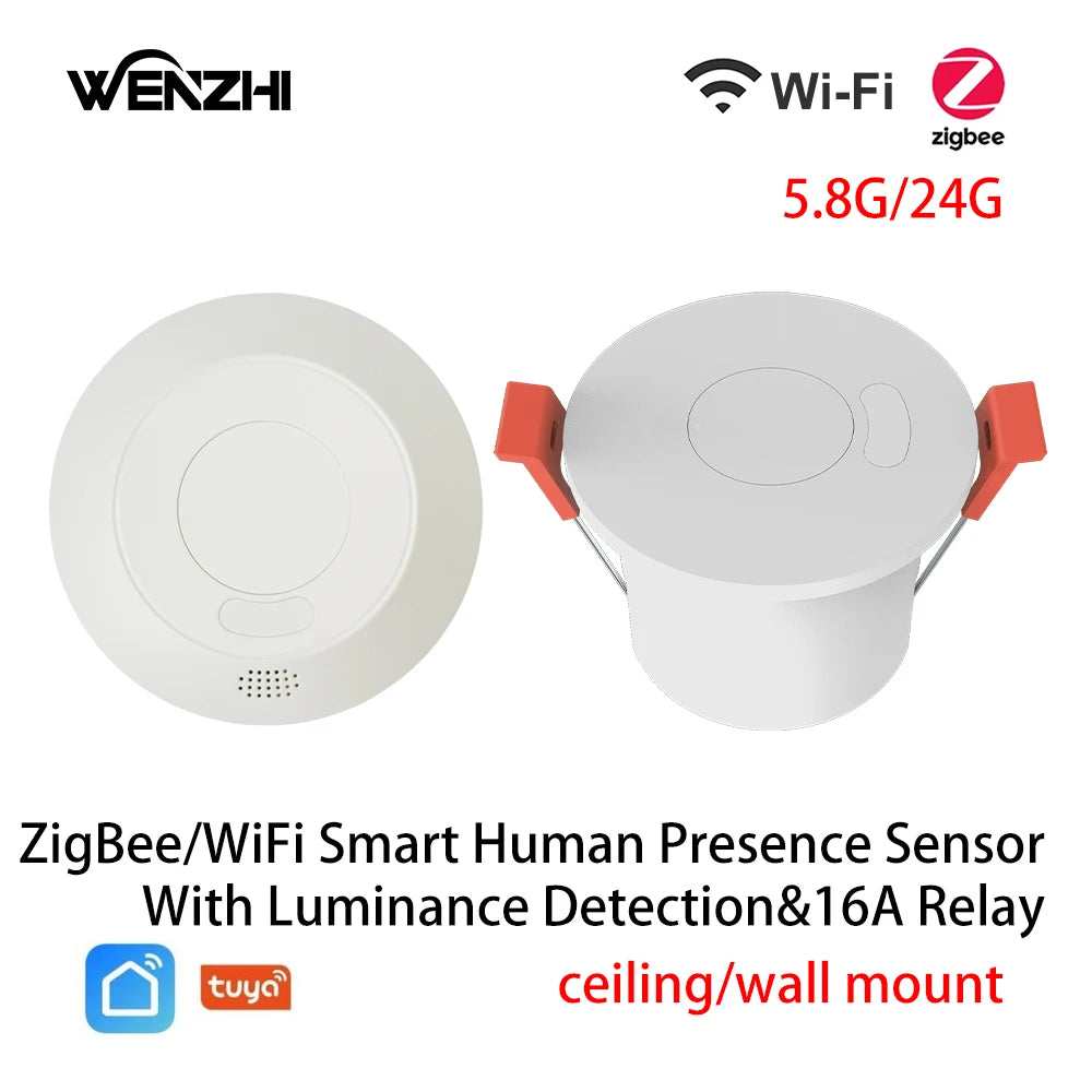 ZigBee3.0/Wifi 24G MmWave Radar Human Presence Motion Sensor For Light Switch Luminosity Detection 110/220V Tuya Smart Life Home Zpaxo