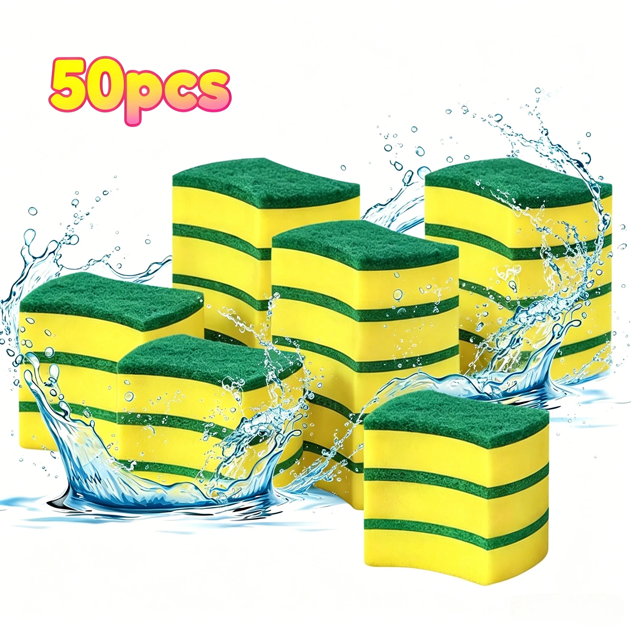 Dish Sponges Washable and Reusable for Cleaning A Kitchen Sink with Stains Highly Absorbent Double-sided Rust Sponges Cleaning Zpaxo 50pcs B