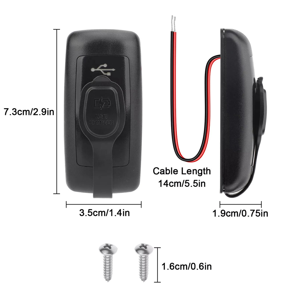 DC 12V-24V Dual USB Outlet 66W Car Charger Socket 3Ports Dual 18W QC3.0 + PD3.0 30W Dustproof Power Outlet Panel For Car Boat RV