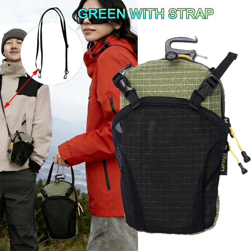 Nylon Water Bottle Holder Phone Pocket Adjustable Shoulder Pouch