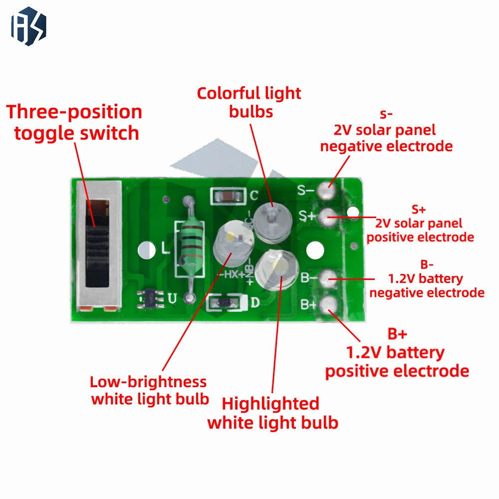 1.2V Solar Light Control Board, Multi-Purpose DIY Driver Circuit for Lawn Wall Pillar String Lights Zpaxo