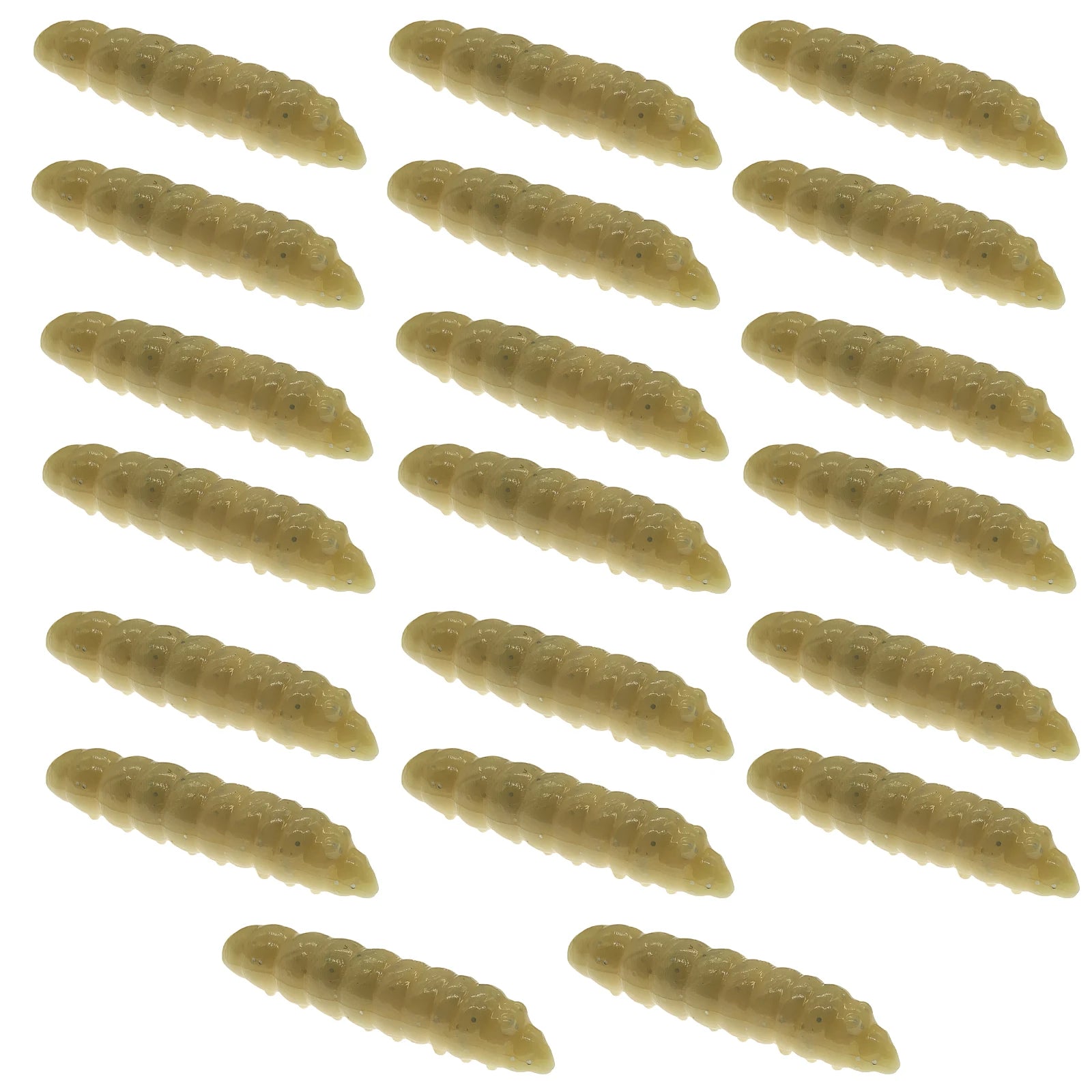 Box Luminous Simulation Grub Soft Baits Floating TPE Insect Lure Zpaxo 20PCS Yellow