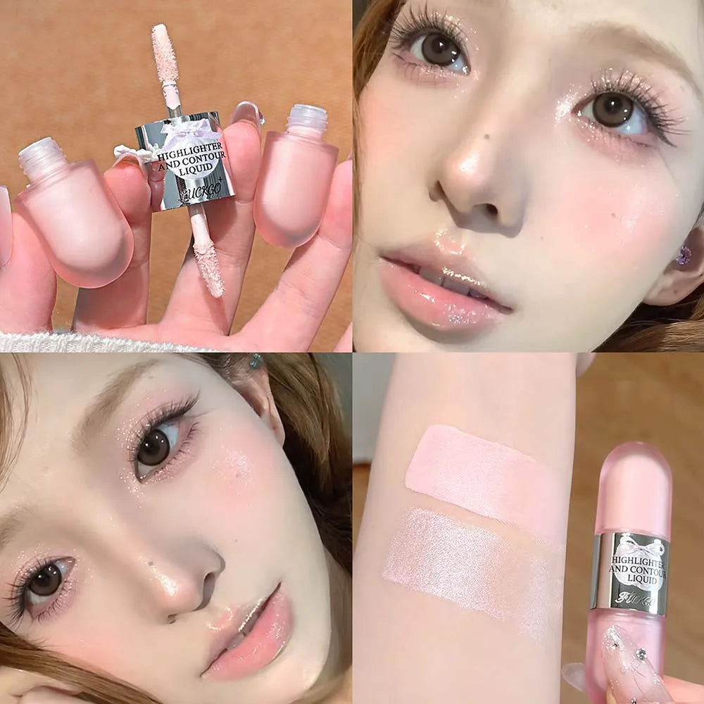 Double-head Highlighter Contour Liquid Moisturizing Silky Three-dimensional Contour Stick Natural Brightening Nose Shadow Makeup Zpaxo LG32-02