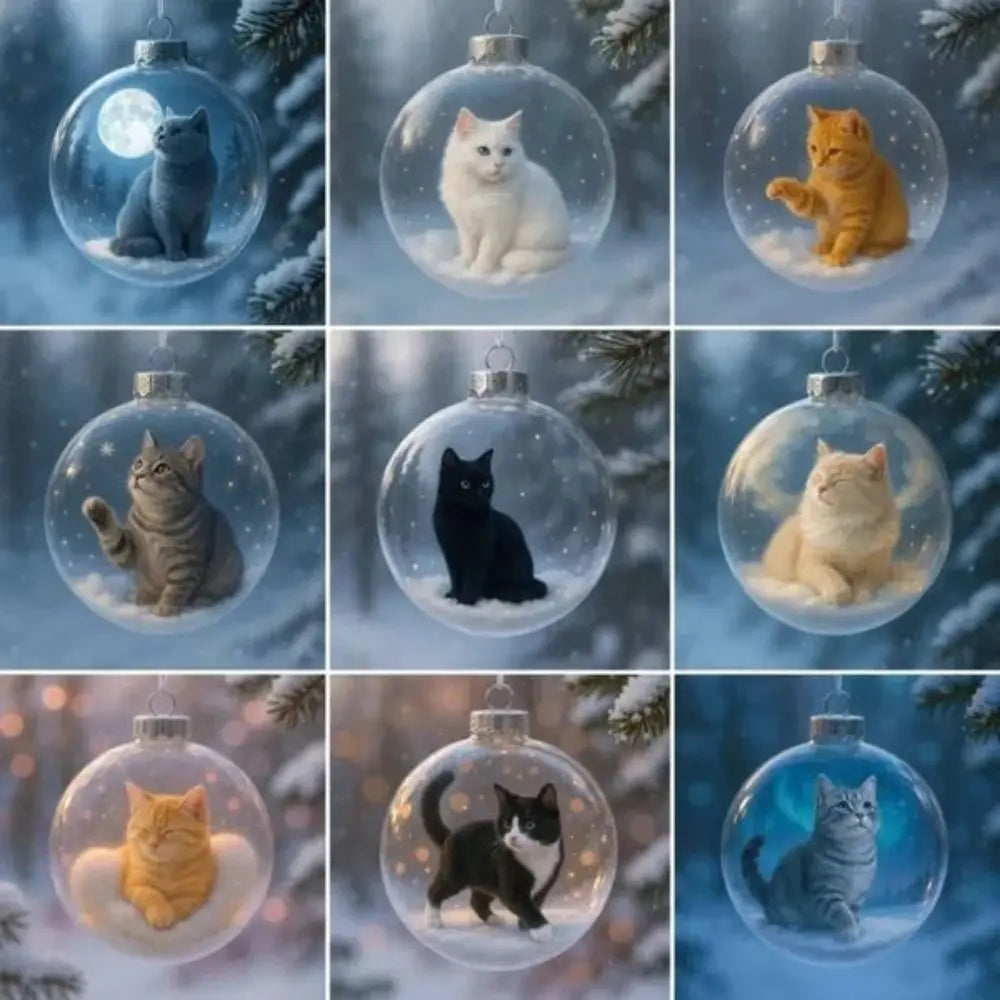 Cat Acrylic Christmas Ball Ornament – DIY Hanging Bauble Décor Christmas Ornament Zpaxo