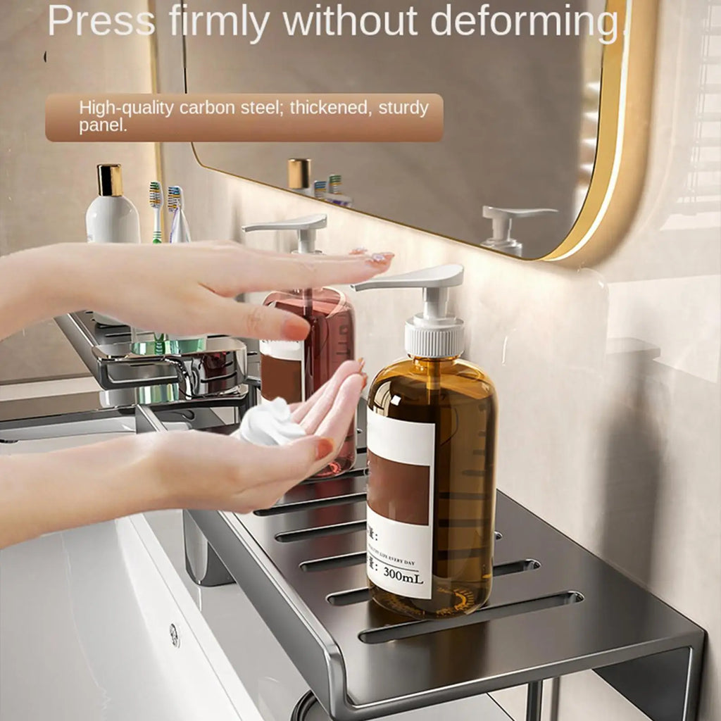 Over Sink Shelf No-drill Carbon Steel Kitchen Drying Removable Faucet