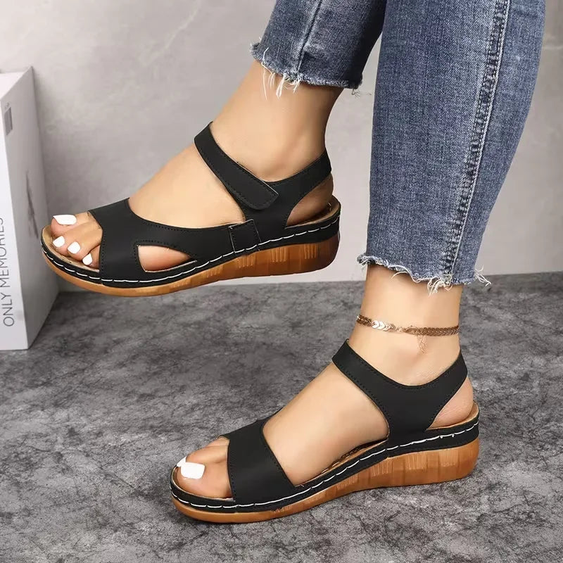 Women Platform Sandals Summer Lightweight Casual Wedges Shoes Woman Zpaxo black 36