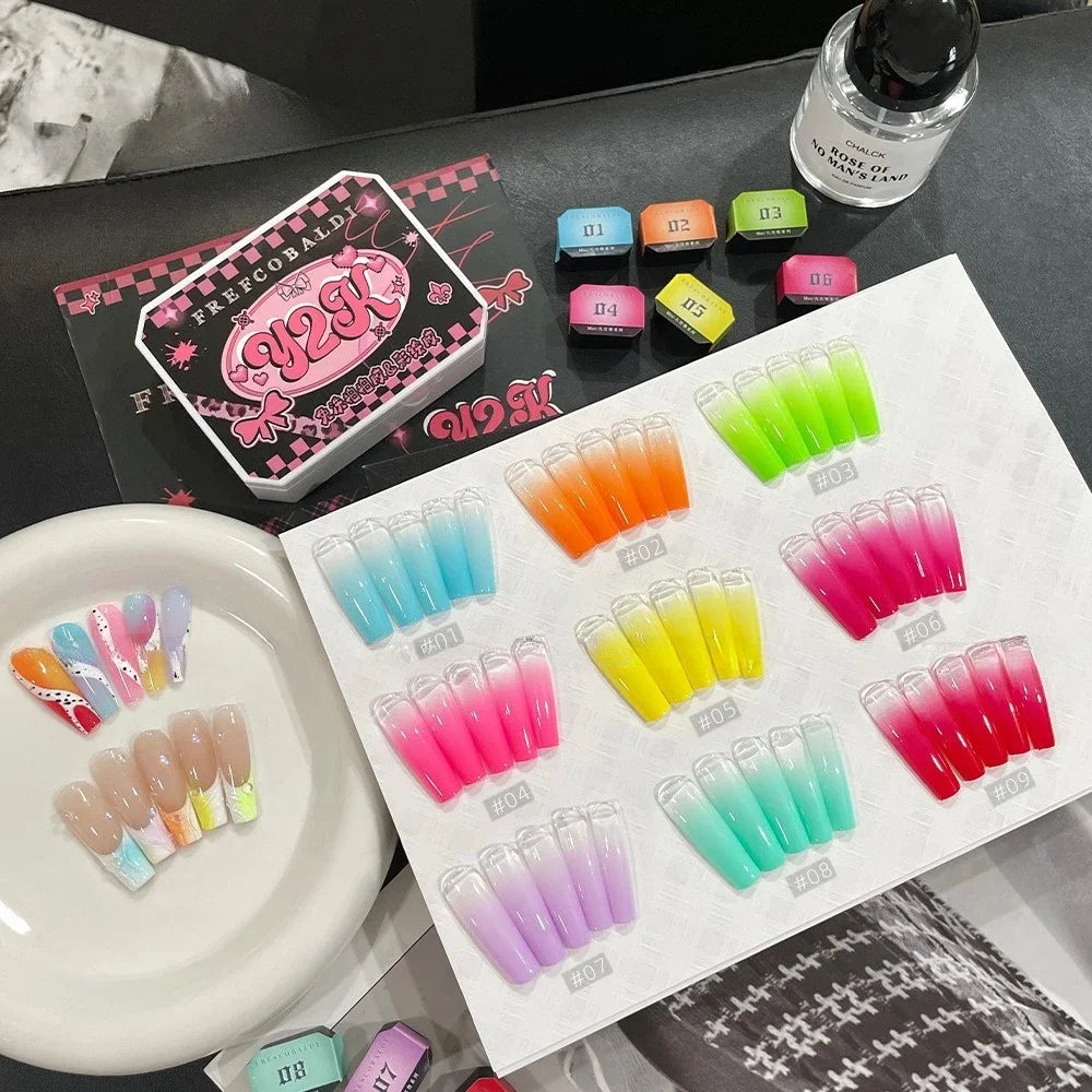 9-Color Chinese Style Gel Nail Glitter & Eye Shadow Palette Gel Nail Glitter Palette Zpaxo 9colors-set17
