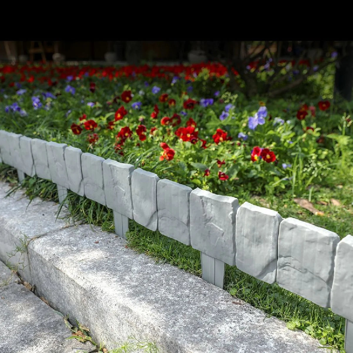 25cm Stone Effect Garden Border Fence – 20pc Plastic Lawn Edging Garden Landscape Edging Zpaxo