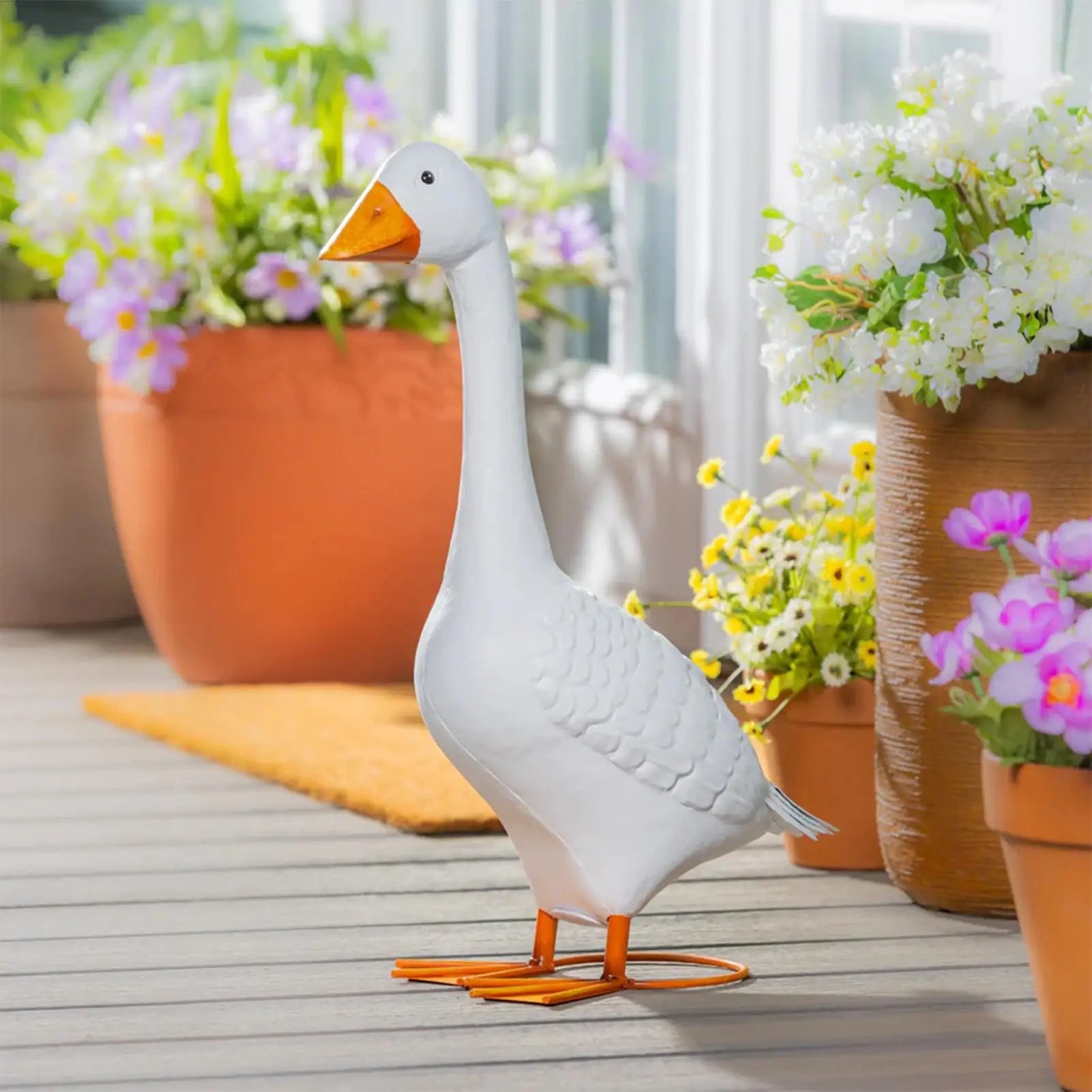 Porch Goose Statue 30cm/11.8 Inch Resin statue Goose Decor for Porch Outdoor Garden Yard Lawn Patio Entryway Farmhouse Zpaxo