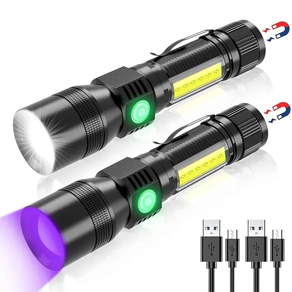 ESMARTER 3-in-1 UV Black Light LED Flashlight USB Rechargeable