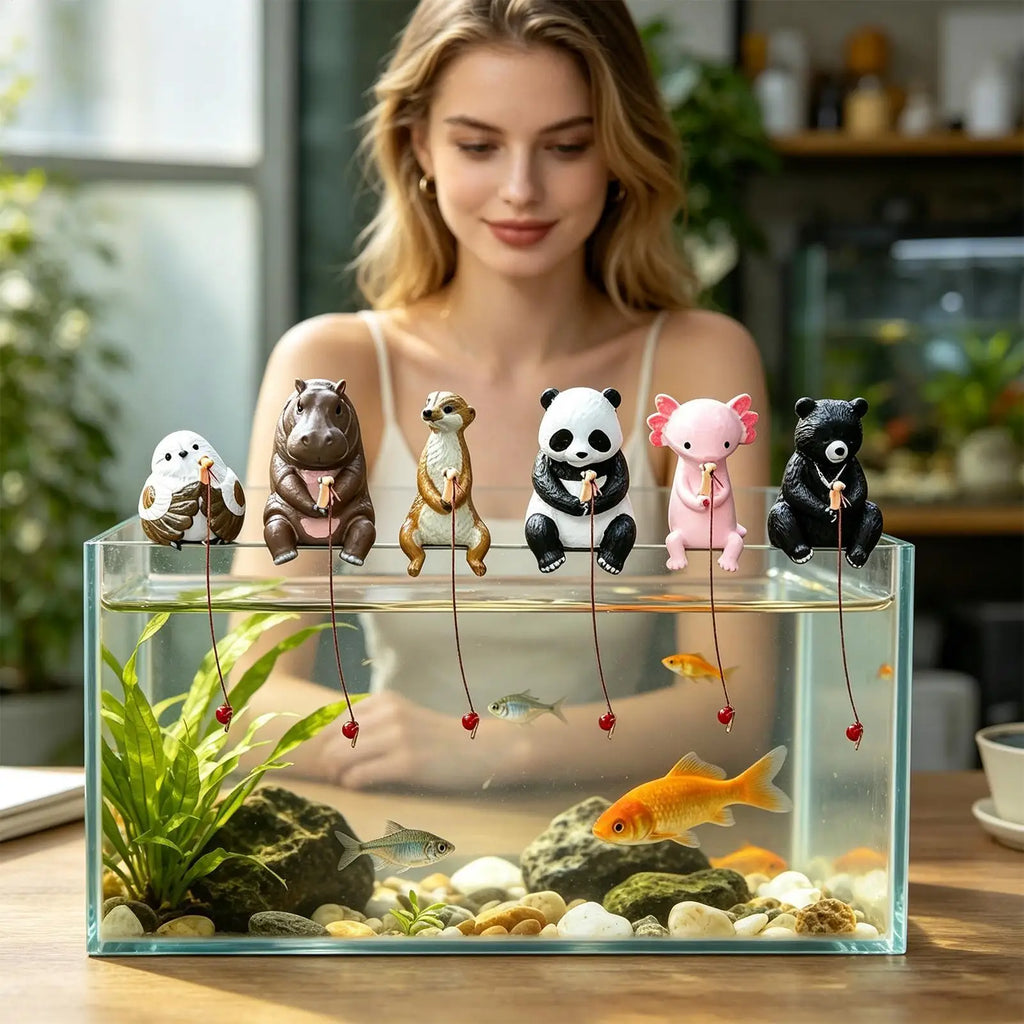 Aquarium Decor 6 Fishing Animal Pond Decoration Cute Betta Tank