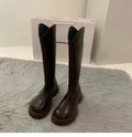 2023 Slim Woman Boots Fashion Women Knee-high Heel Women's Shoes Zpaxo Brown 39(Foot 24.5cm) China Mainland