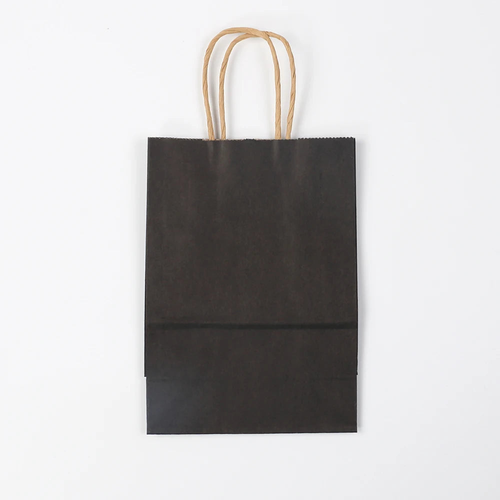 5/24Pcs Kraft Paper Bags Black Blue 16x22x8cm Reusable Gift Bag with Handle for Birthday Party Favor Wedding Christmas Shopping Zpaxo