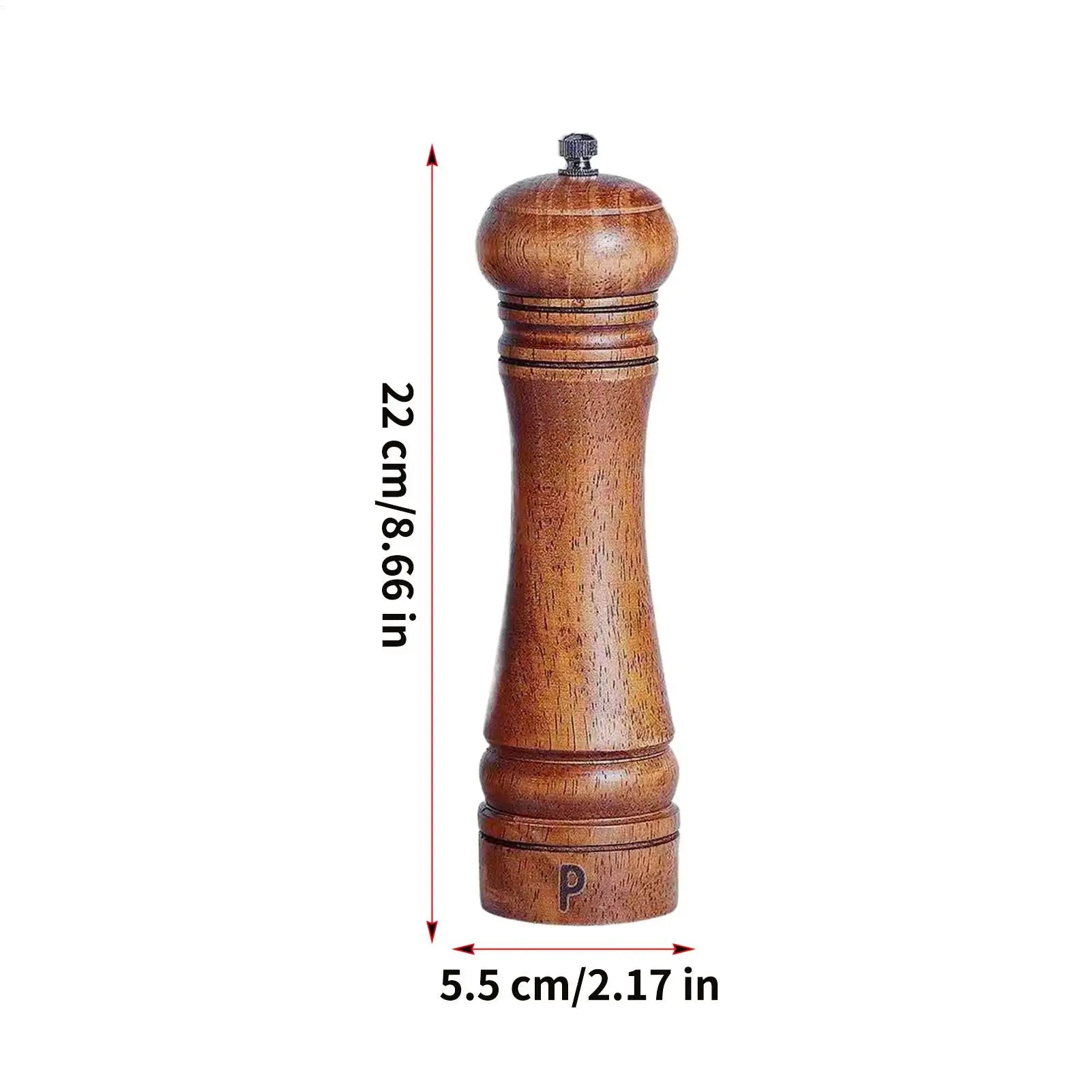 Wooden Salt Pepper Grinder Refillable 1 Spoon 2 Cleaning Brushes