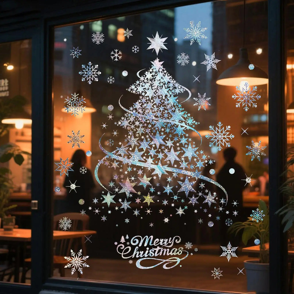 Christmas Window Decals 2 Sheets Reusable Static Clings Tree Seasonal