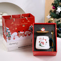 55 Merry Christmas Gifts Wooden Lid Santa Claus Pattern Ceramic Mug