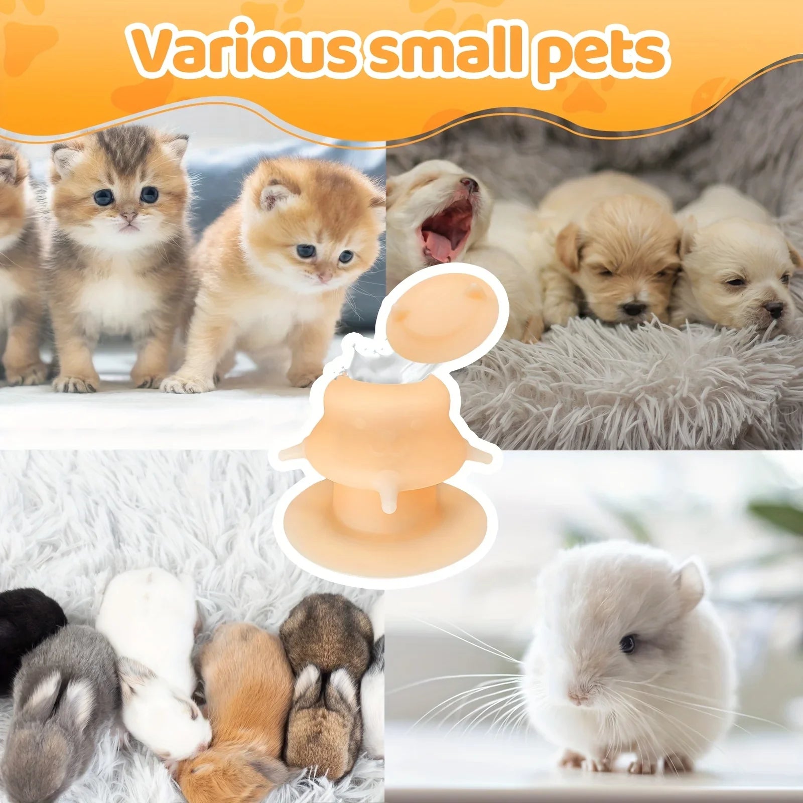 Kitten Feeding Bottle Set – 7.78 oz & 4 Silicone Nipples
