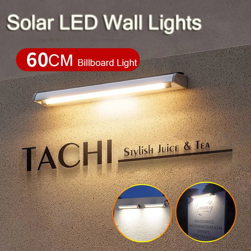 Solar LED Wall Lamp Waterproof Aluminum Tube Billboard Lights Garden Zpaxo