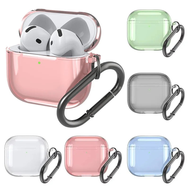 Soft TPU Transparent Headphone Case For Apple AirPods 4 For Airpods 4th Gen Earphones Shockproof Protective Case With Keychain Zpaxo