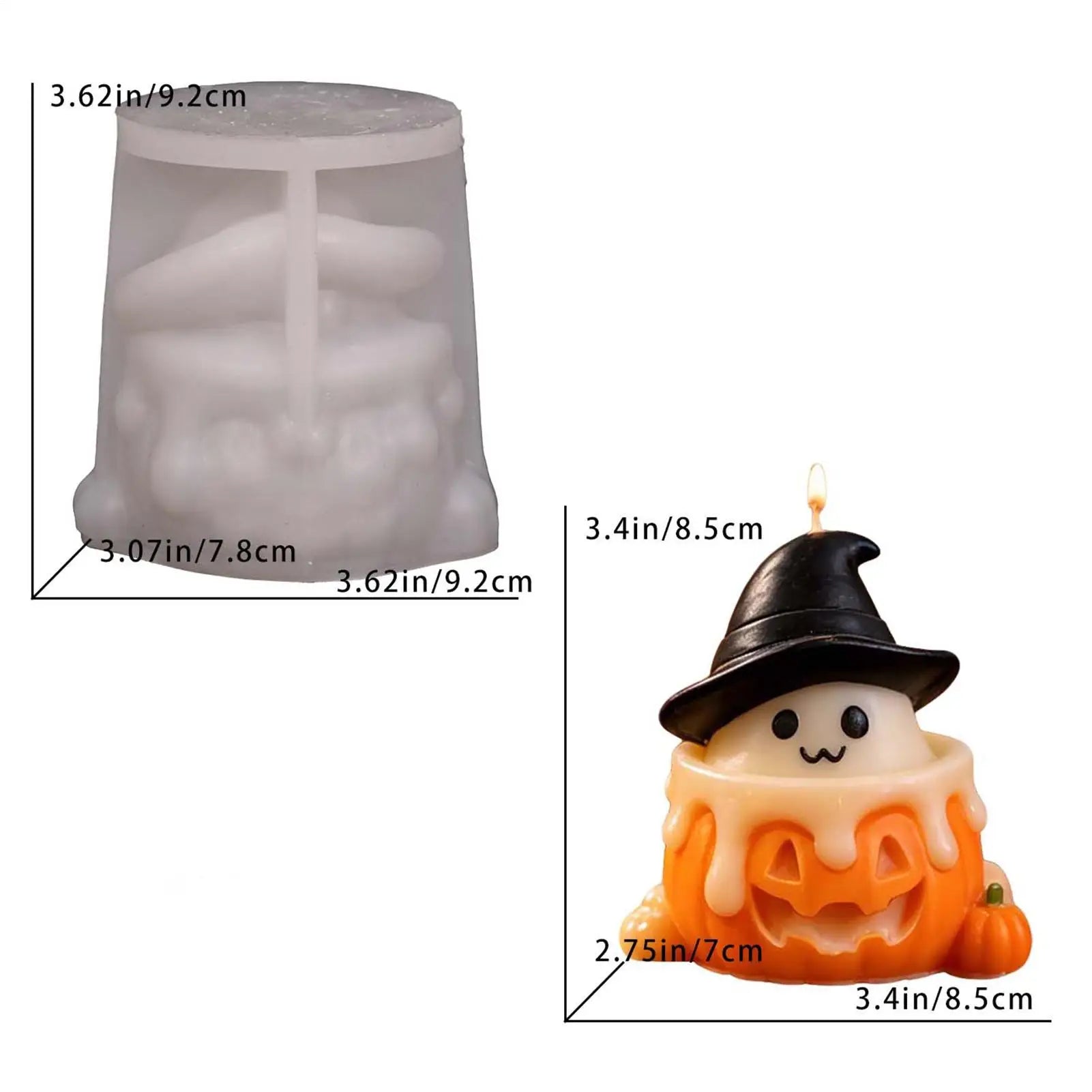 Halloween Candle Molds Silicone Reusable Ghost Pumpkin Cute DIY Easy