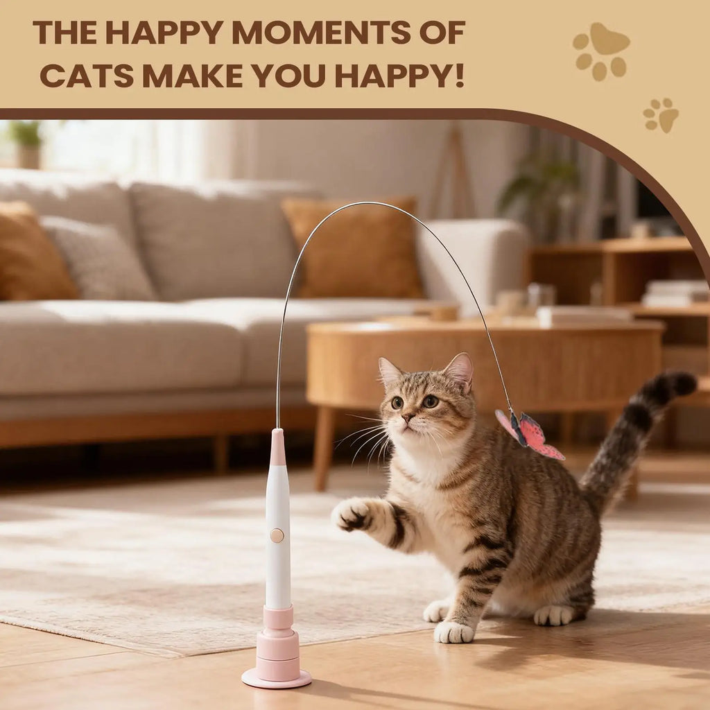 Interactive Toys for Cats Detachable 2-Mode Pet Exercise Teaser Stick Electric Cats Teaser Wand Toys for Small Medium Large Zpaxo