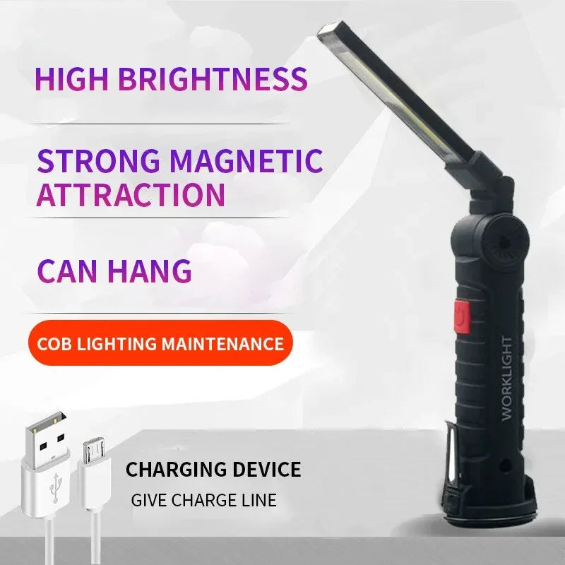 Folding LED Work Light – Magnetic Base USB Rechargeable Torch