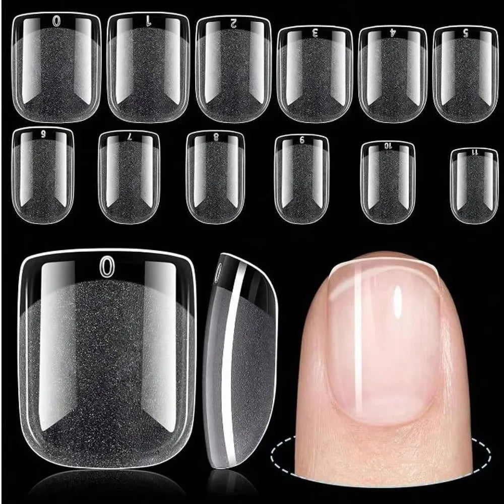 120 Short Square Nail Tips Half Matte Almond Shape False Nails Zpaxo