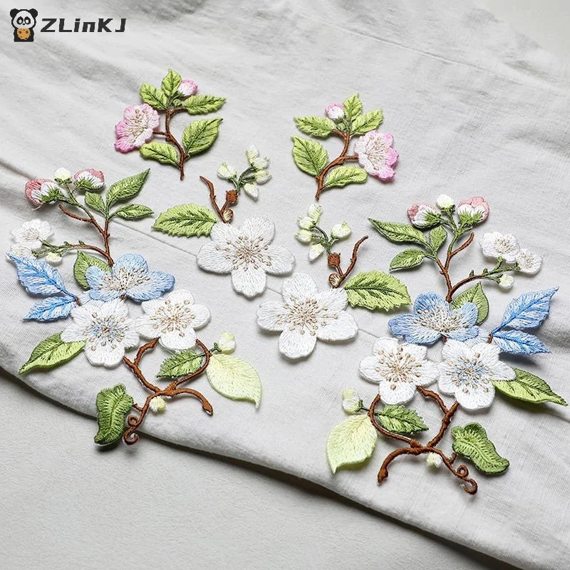 ▶1Pcs Jacket Jeans Craft Accessories Flower Embroidery Patch Iron On Elegant Patches For Clothes Bags DIY Embroidered Stickers Zpaxo