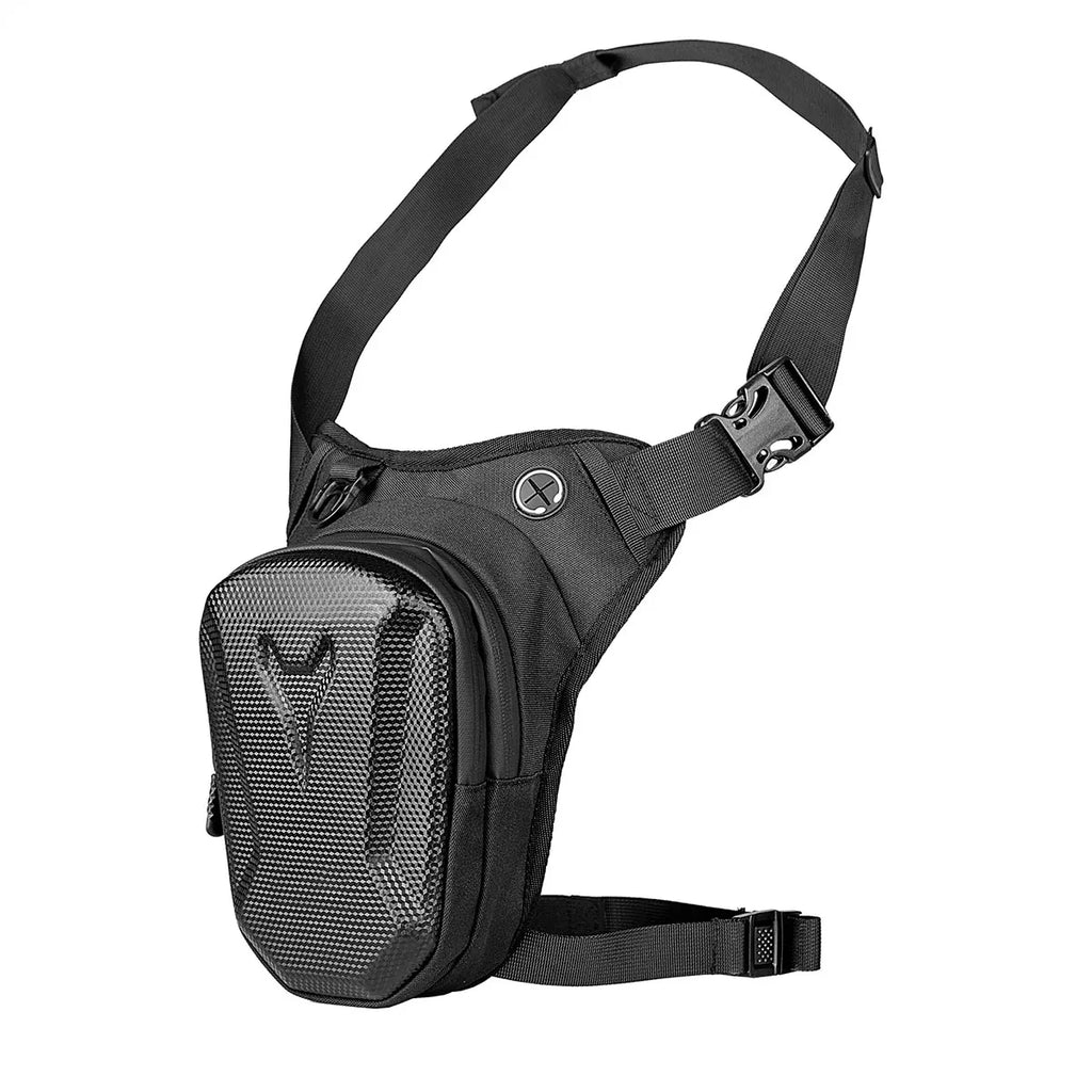 HOMEFISH Black Motorcycle Leg Bag Waterproof Rider Waist Cycling Bike