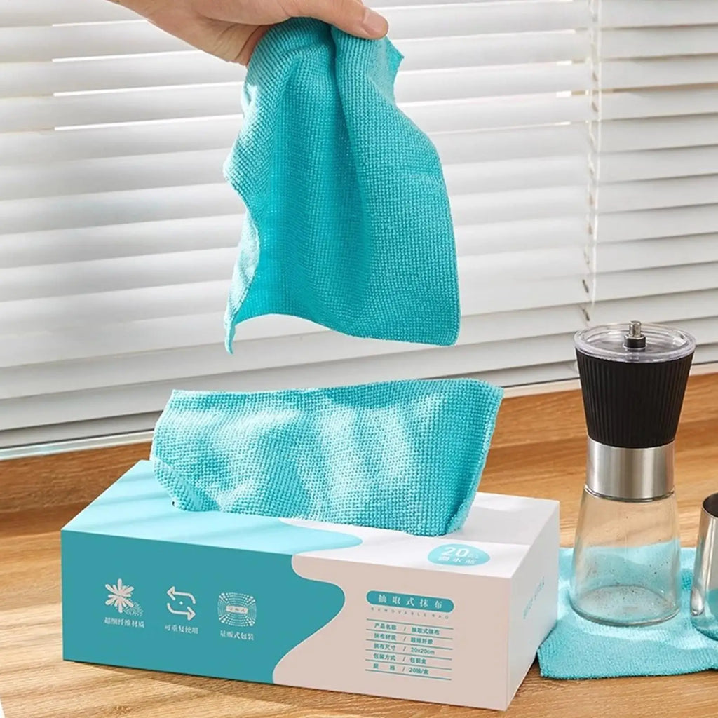 20-Pack Microfiber Cleaning Rags with Pull-Out Dispenser Box Microfiber Cleaning Rags Zpaxo