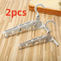 2pcs Foldable 5-Hook Clothes Hanger, Ergonomic & Space-Saving for Travel, Hotel, Dorm, Home Use Zpaxo 2pcs