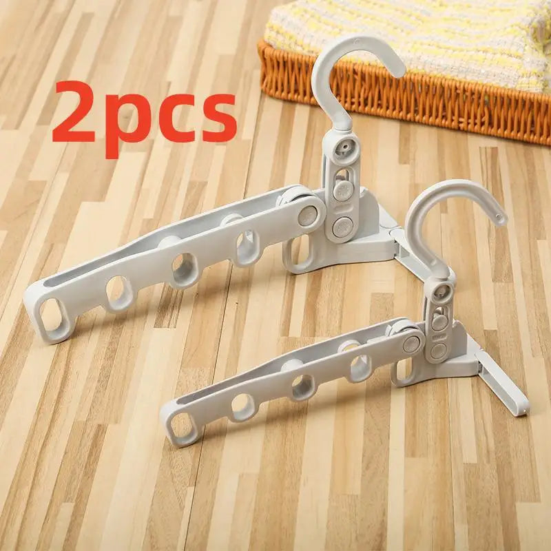 2pcs Foldable 5-Hook Clothes Hanger, Ergonomic & Space-Saving for Travel, Hotel, Dorm, Home Use Zpaxo 2pcs