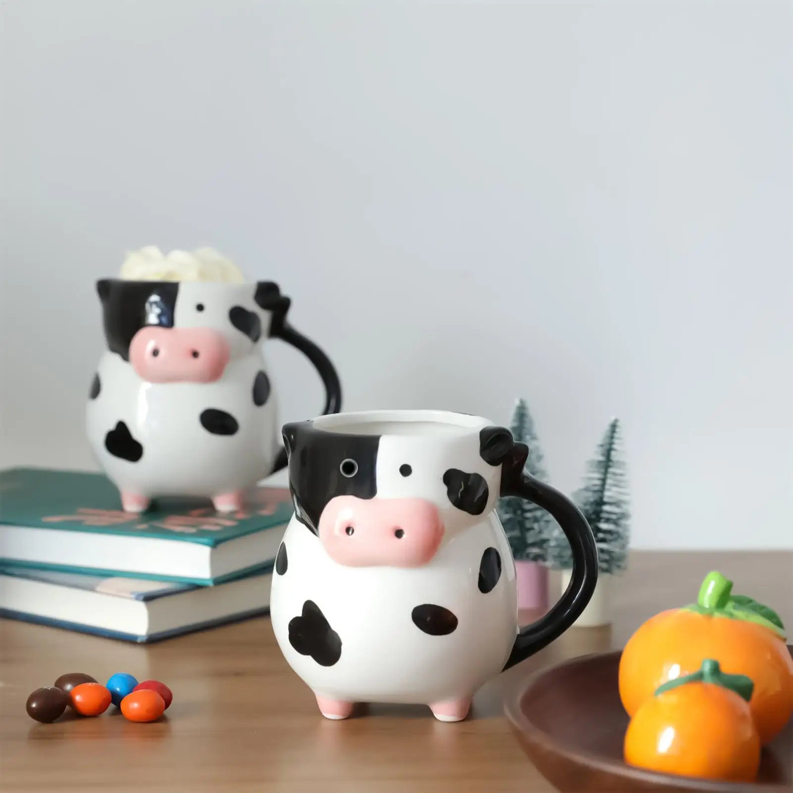Cow Pattern Coffee Mug Cute Ceramic Milk Cup Handle Tea Chocolate