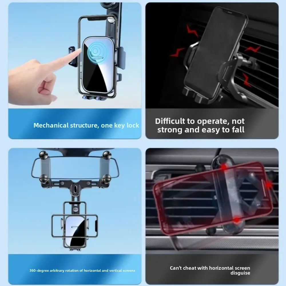 Adjustable Rearview Mirror Phone Holder Rotating Car Mount Stand Zpaxo