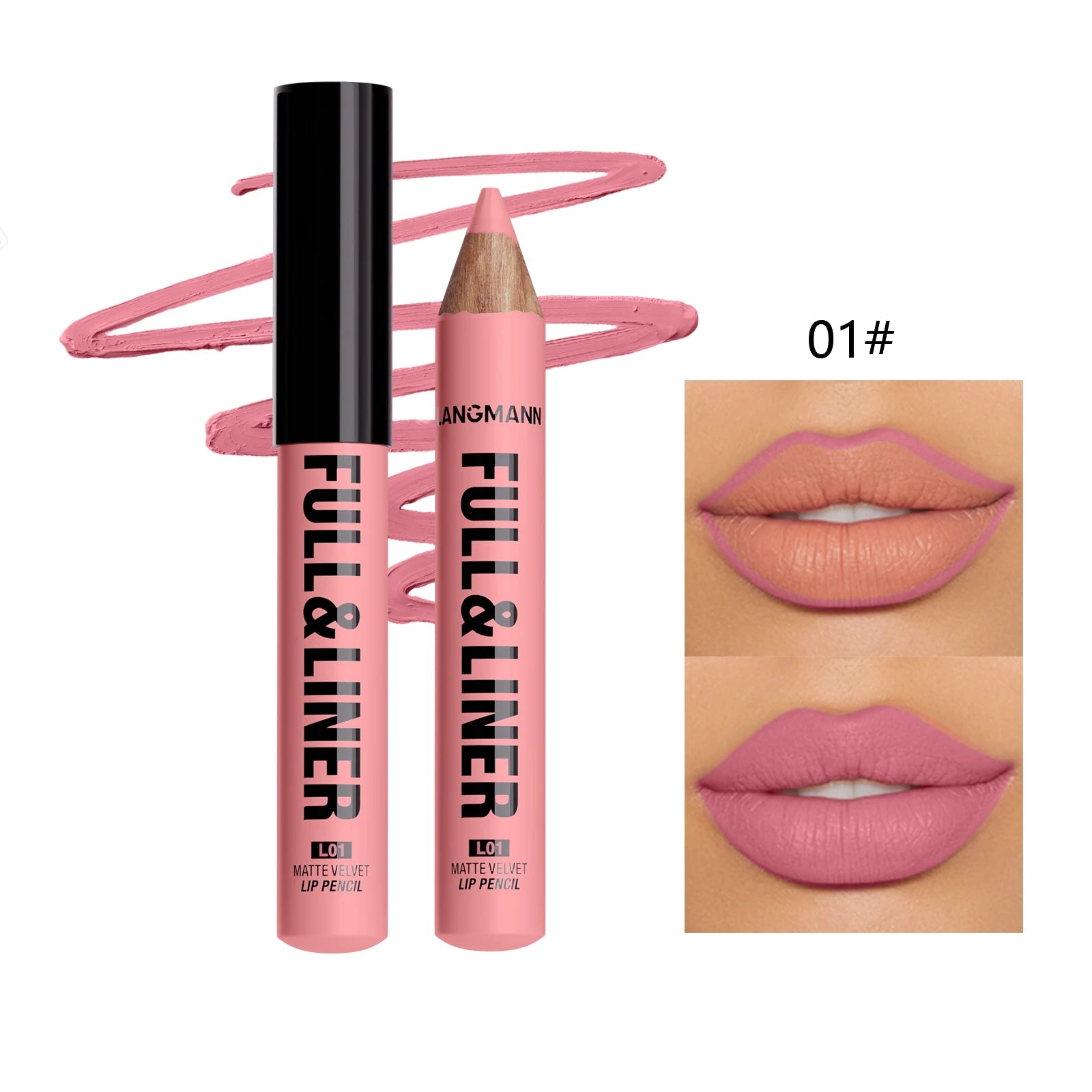 Matte Lip Liner, Lipstick, Wooden Pen Can Be Cut, Lip Liner Lasts for A Long Time,Does Not Stick To The Cup,Does Not Fade Zpaxo 01