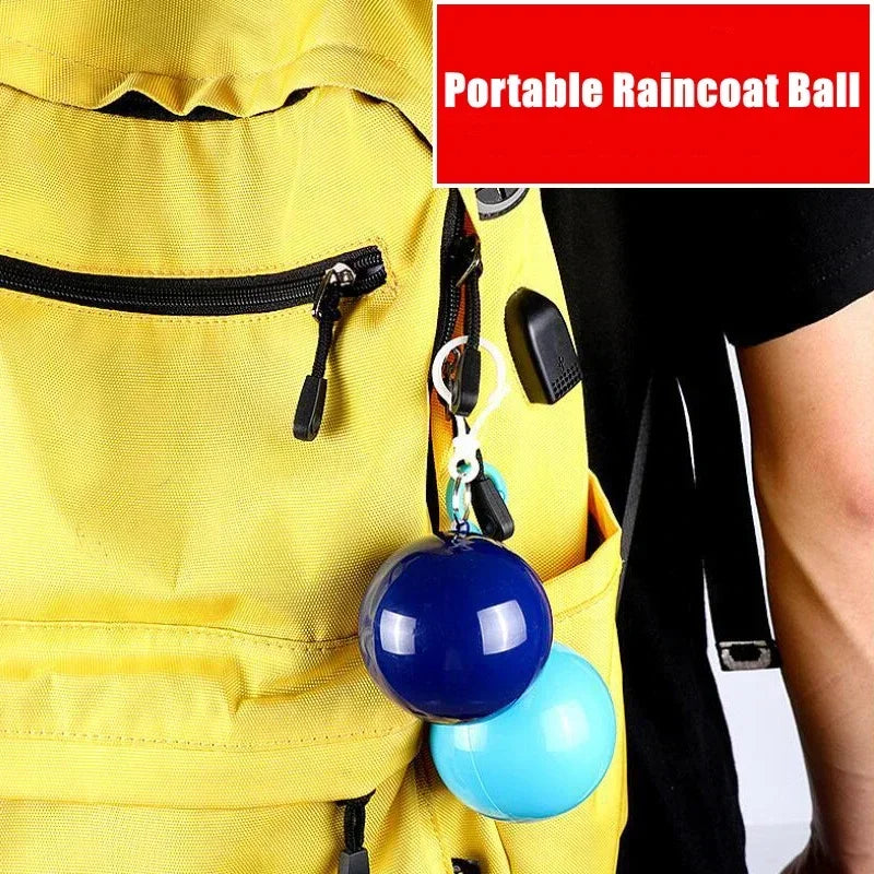 New Portable Disposable Raincoat Keychain Compression Ball Pocket Ball Outdoor Adult Travel Hangable Poncho Camping Gear Zpaxo