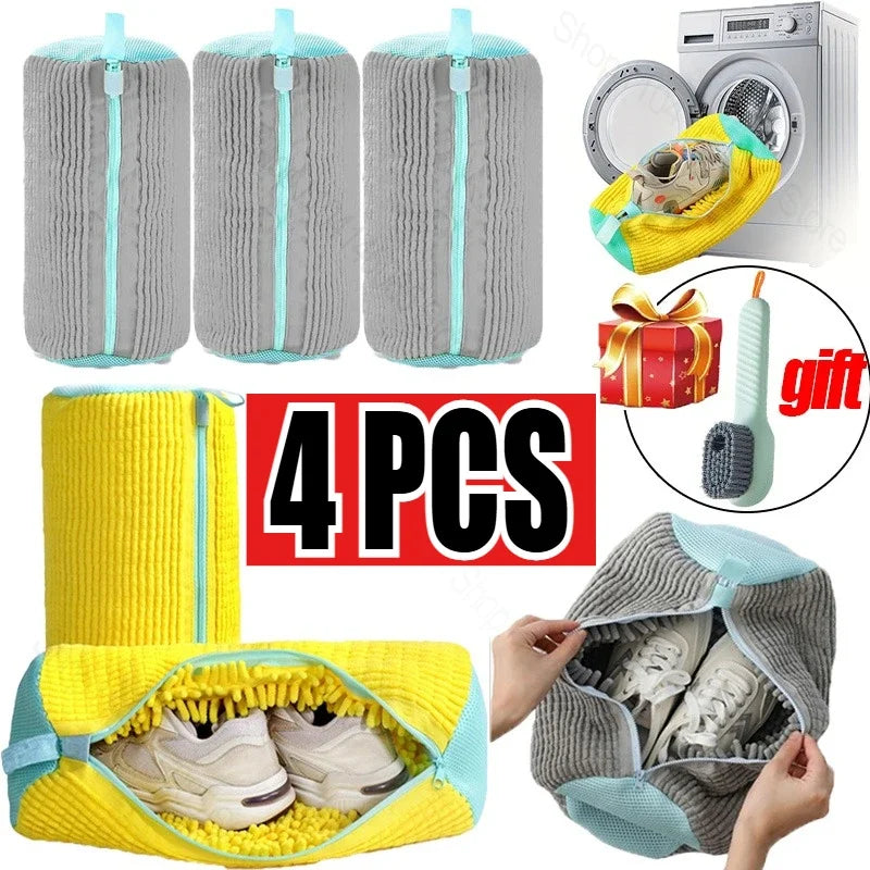 Laundry Bags Shoe Washing Machine Bag-with Zipper Laundry Bag with Rich Fluff Inside,Perfect for Sneakers with Shoe Brush Zpaxo