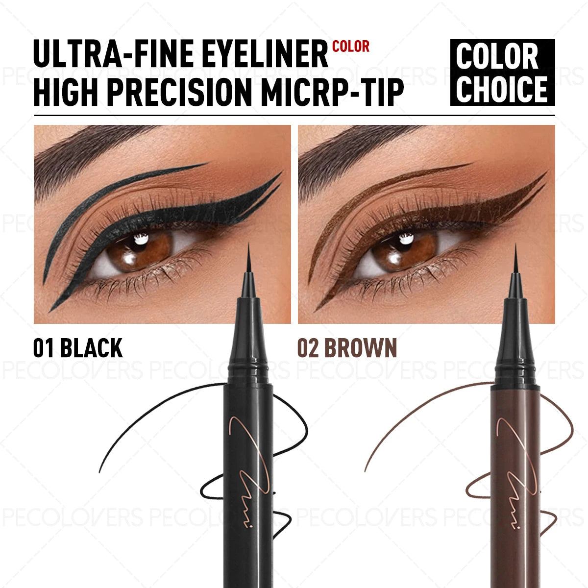 1PC Smudge-proof, Quick-drying, Smooth, Waterproof, Ultra-fine Tip, Brown Eyeliner, for Perfect and Bold Eye Makeup Zpaxo