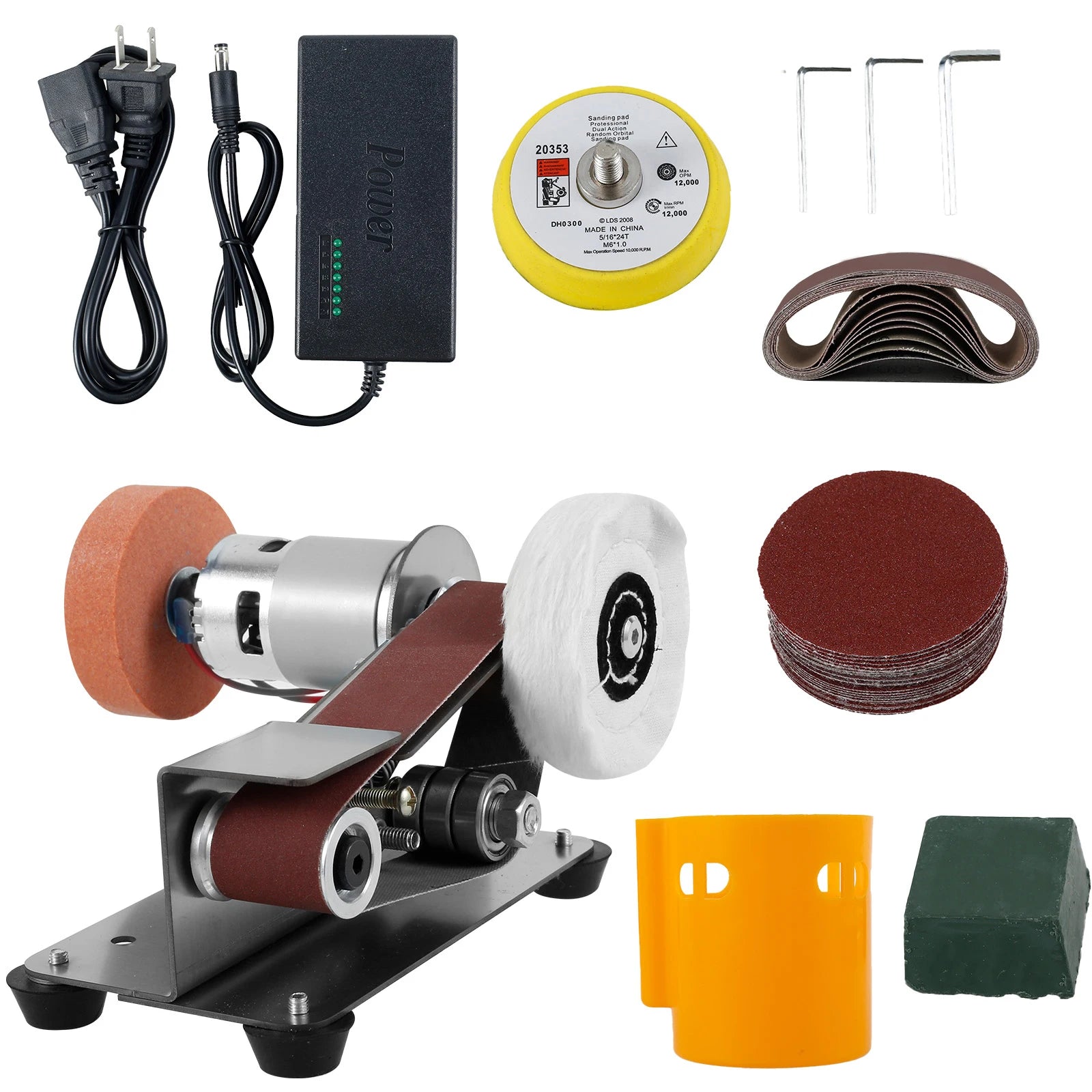 110-220V Electric Belt Sander DIY Polishing Grinding Machine Cutter Edges Sharpener US Plug Multifunction Power Tool Sandbelt Zpaxo US Plug