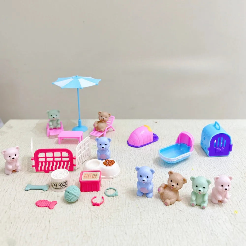 Children's Play House Toys Teddy Bears Pet Bathrooms Scene Little