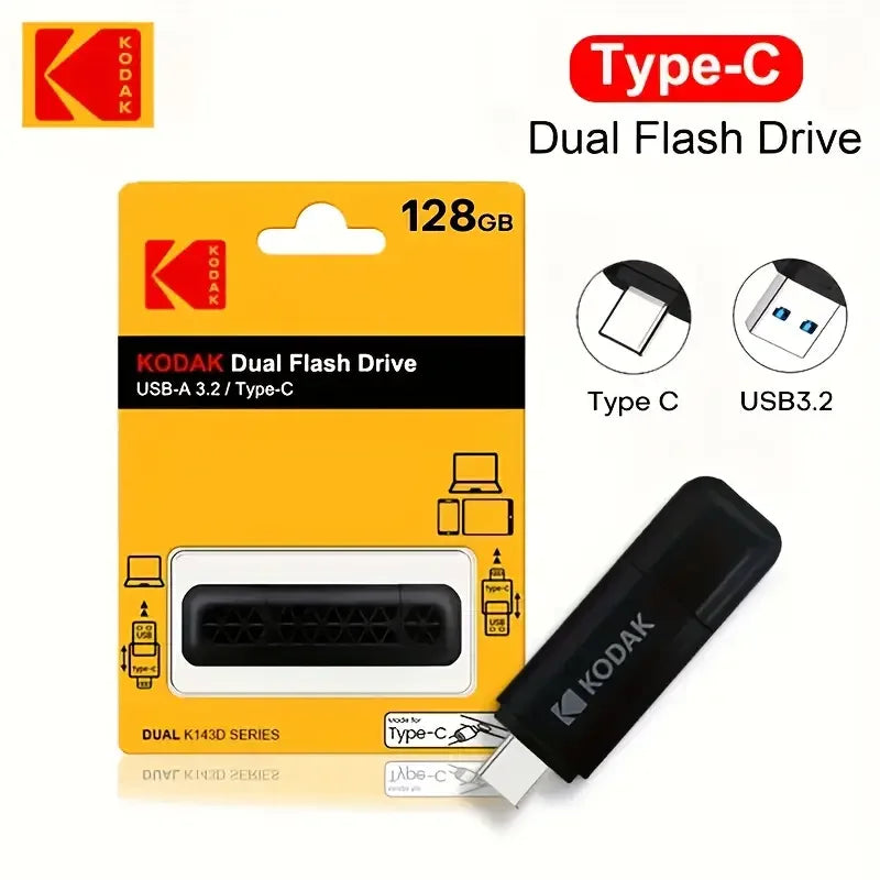 KODAK K143D USB 3.2 & Type-C Flash Drive 128GB 64GB 32GB OTG High Speed Pen Drive Memory Stick for Phone Computer Zpaxo