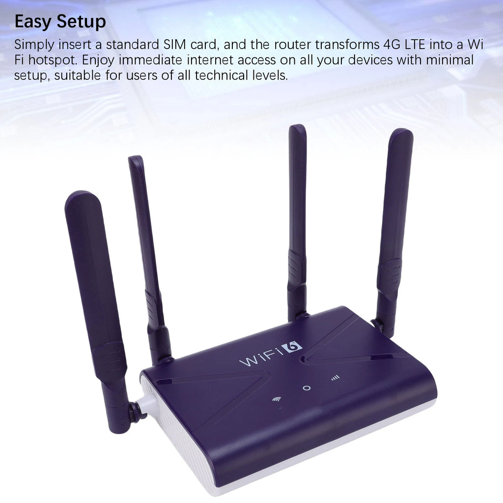 CPE Router WiFi6 Wireless 300Mbps LTE SIM Card Slot 4 Antennae Phone